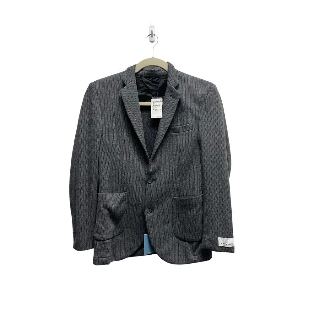 Soft Cloth Herringbone Two-Button Blazer‎ Grey